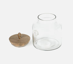 Handmade Glass Cast Jar with Wooden Lid