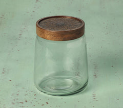 Handmade Glass Cast Jar with Metal Cladding Lid (Large)