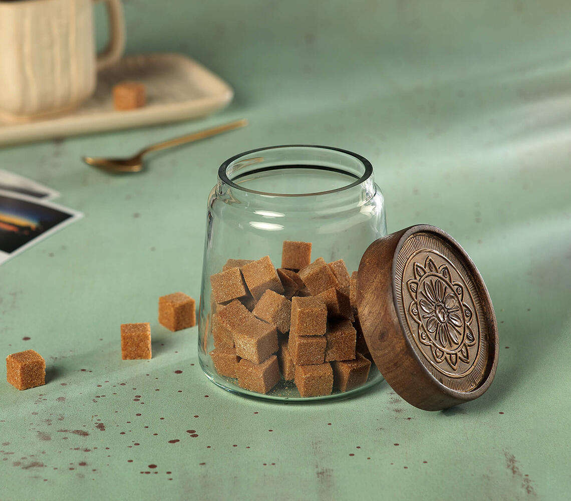 Handmade Glass Cast Jar with Metal Cladding Lid (Small)