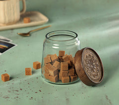 Handmade Glass Cast Jar with Metal Cladding Lid (Small)