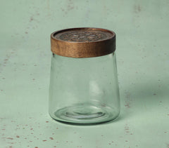Handmade Glass Cast Jar with Metal Cladding Lid (Small)