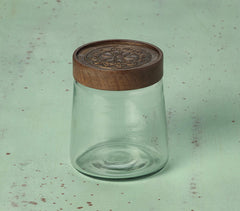 Handmade Glass Cast Jar with Metal Cladding Lid (Small)