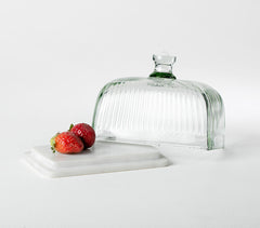 Handmade Glass Cast & Marble Butter Dish