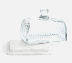 Handmade Glass Cast & Marble Butter Dish