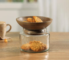 Handmade Glass Cast Jar with Wooden Bowl (Large)