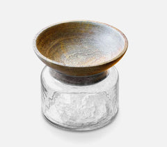 Handmade Glass Cast Jar with Wooden Bowl (Large)