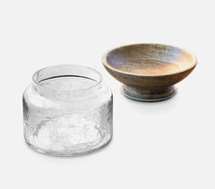 Handmade Glass Cast Jar with Wooden Bowl (Large)