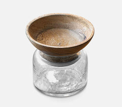 Handmade Glass Cast Jar with Mango wood Bowl (Large)