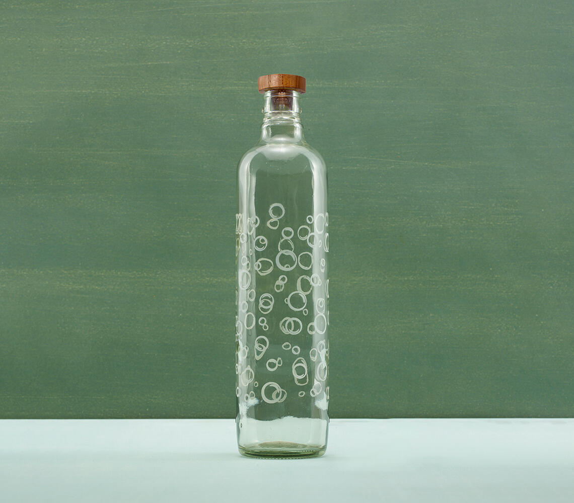 Handmade Glass Cast Water Bottle with Wooden Stoppers