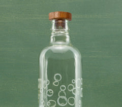 Handmade Glass Cast Water Bottle with Wooden Stoppers
