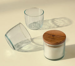 Handmade Glass Cast Natural Soy Wax Filled Glass Jar with 2 Green Tea Cups