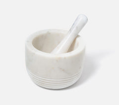 Hand Carved White Marble Mortar & Pestle