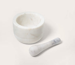 Hand Carved White Marble Mortar & Pestle