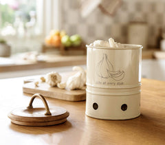 Handmade Metal Garlic Storage Bin with Wooden Lid