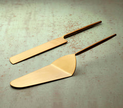 Handmade Gold Finish Stainless Steel Cake Server (Set of 2)