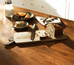 Mango Wood Cheese/Bread Board with Leaf Accent