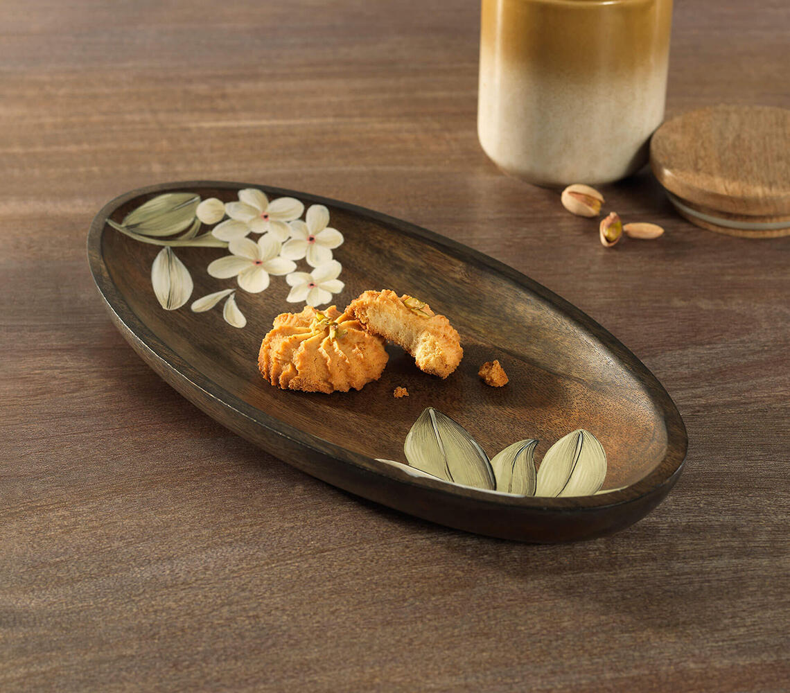 Hand Carved Oval Wooden Platter(Small)