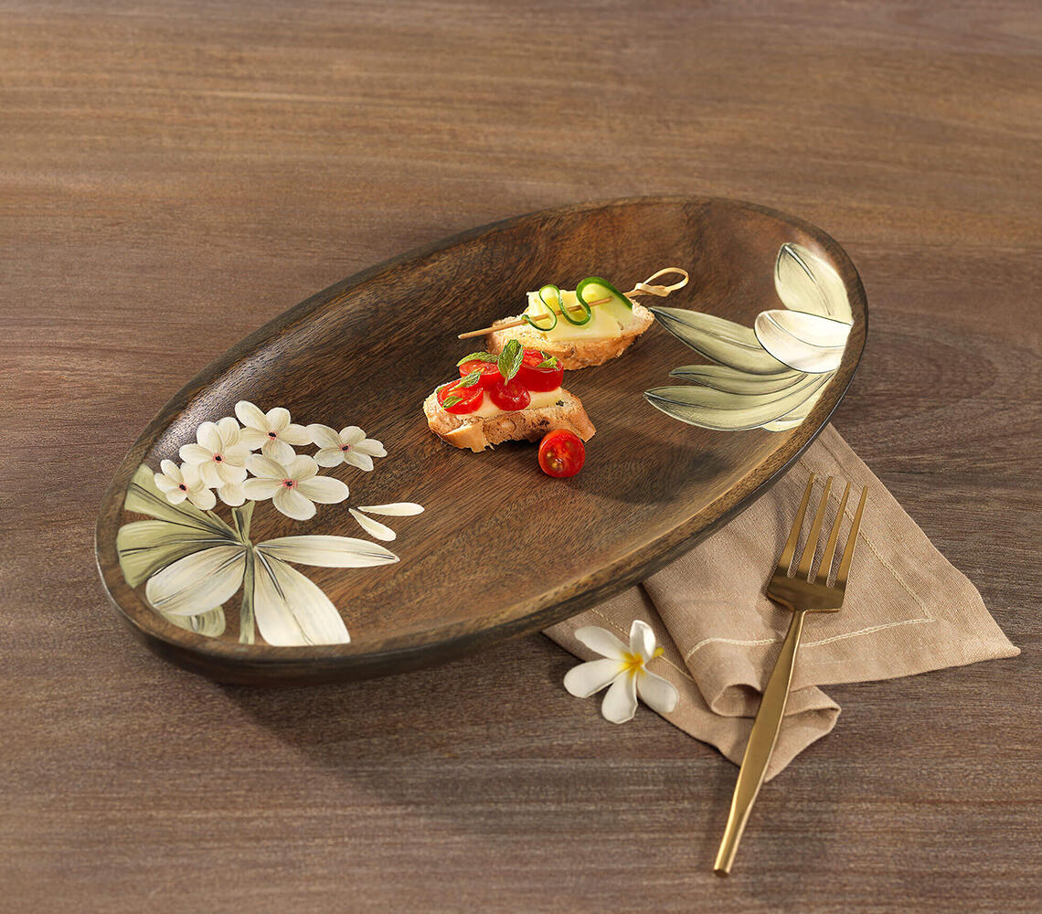 Hand Carved Oval Wooden Platter(Large)