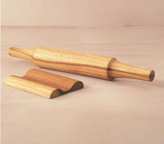 Teak Wood Turned Rolling Pin with Stand