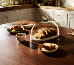 Handmade Oval Glass Cast Cloche with Marble Base
