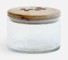 Leafy Twig Glass Jar with Wooden Lid