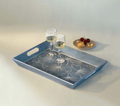 Hand Cut Blue Wooden Tray