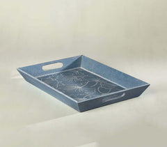 Hand Cut Blue Wooden Tray