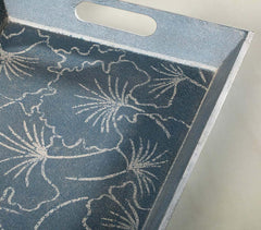 Hand Cut Blue Wooden Tray