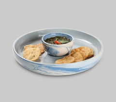 Earth Blue Ceramic Chip & Dip Set