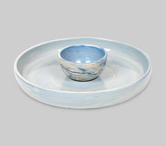 Earth Blue Ceramic Chip & Dip Set