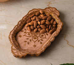 Hand Painted Wooden Flower Design Tray