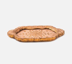 Hand Painted Wooden Flower Design Tray
