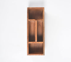 Hand Cut Wooden Brown Cutlery Holder