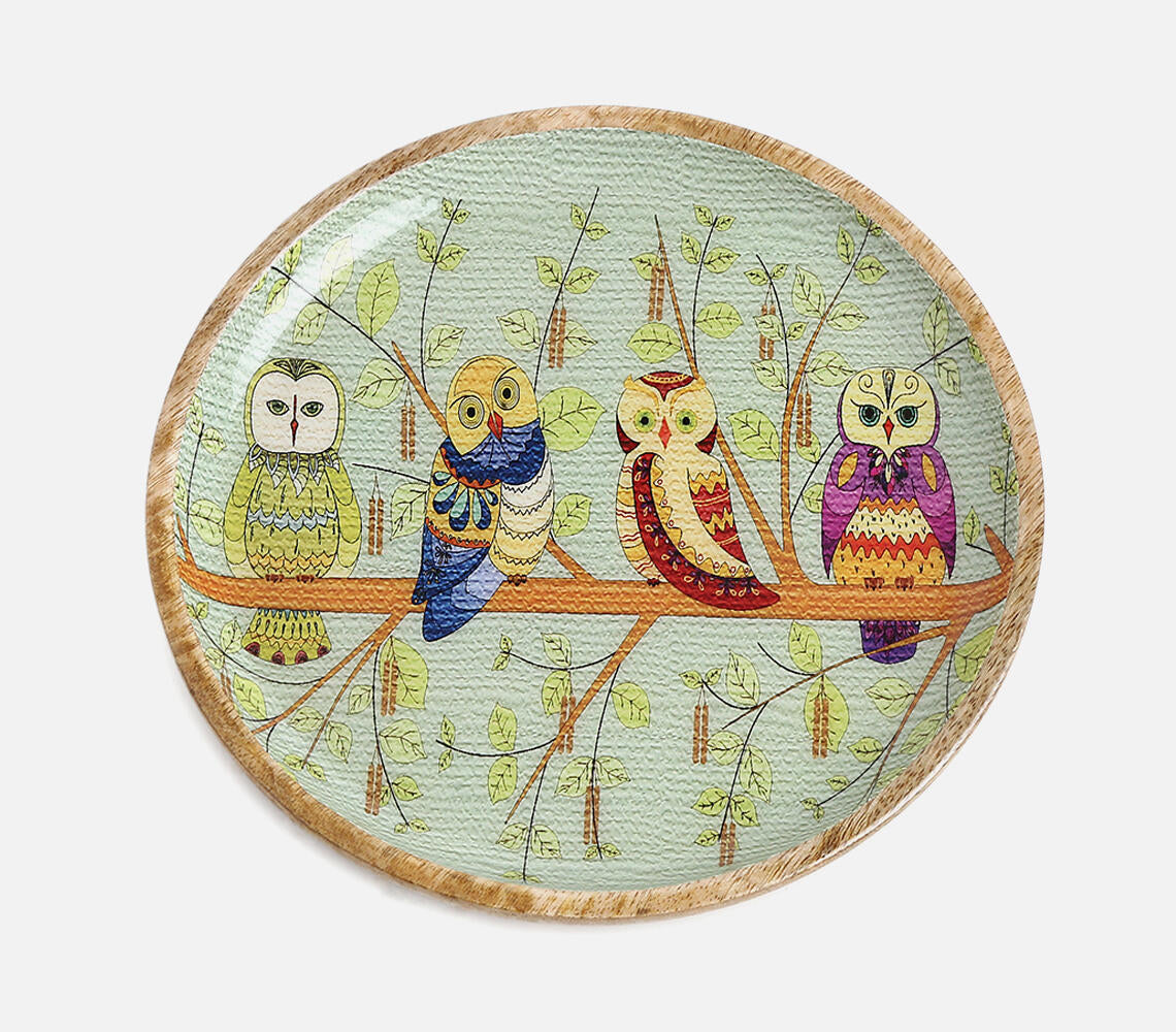 Enamelled Owl Design Platter (Small)