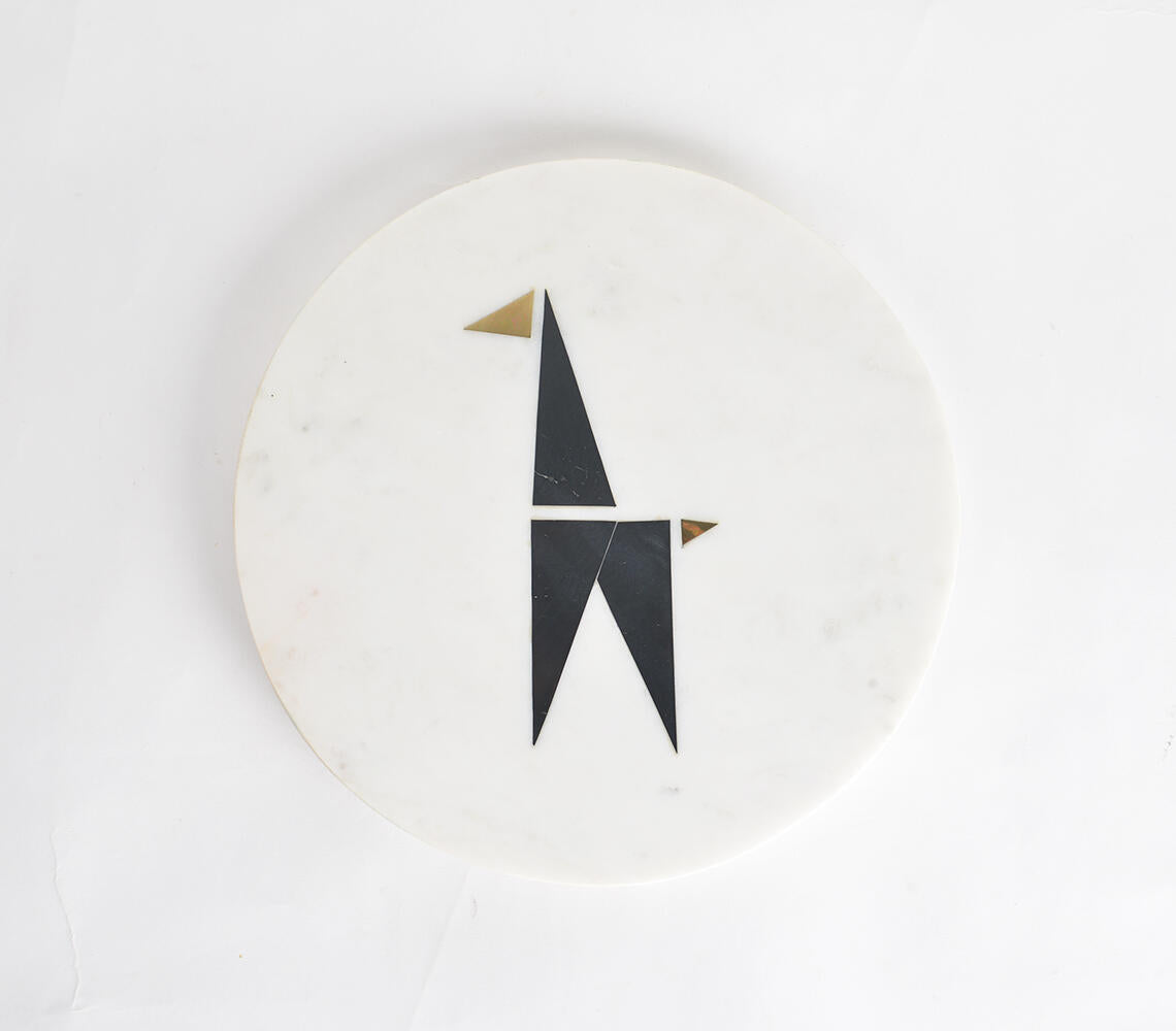 Noir Bird Inlay Marble Cheese board