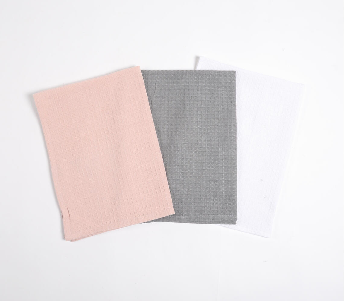 Waffle Cotton Tea towels (set of 3)_1
