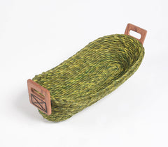 Hand Braided Olive Sabai Grass bread basket