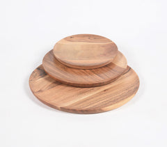 Hand Cut Acacia wood plates (set of 3)