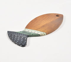 Hand Painted Mango Wood Fish Chopping Board