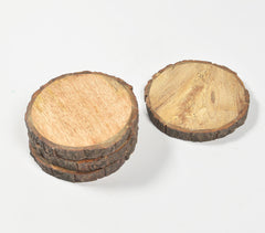 Natural Wooden Log Coasters (Set of 4)