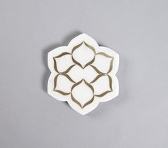 Inlaid Mughal Floral Motif Marble Coasters (set of 4)