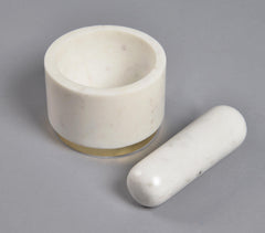 Turned White marble Mortar & Pestle Set