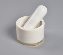 Turned White marble Mortar & Pestle Set
