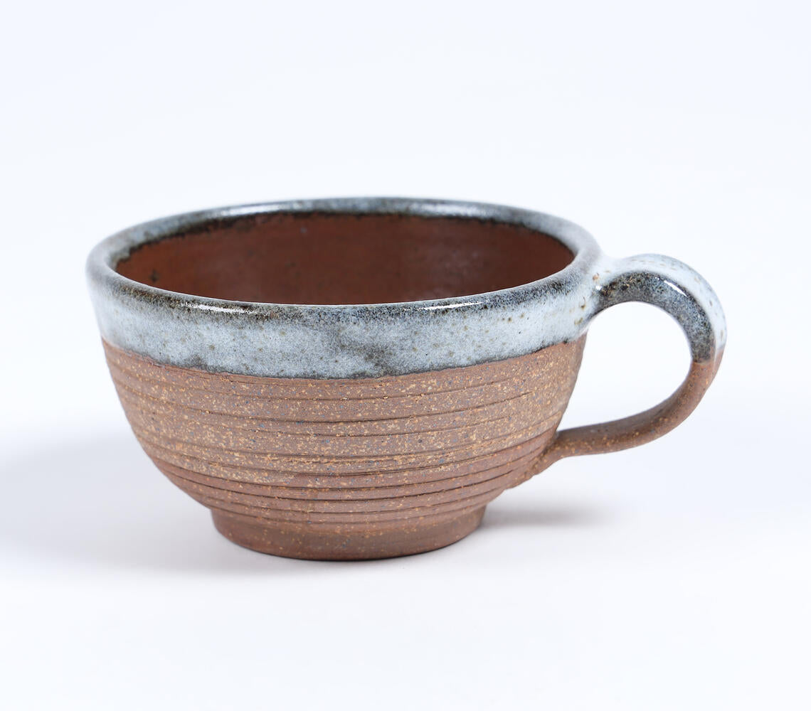 Handcrafted Clay Ribbed Tea Cup.