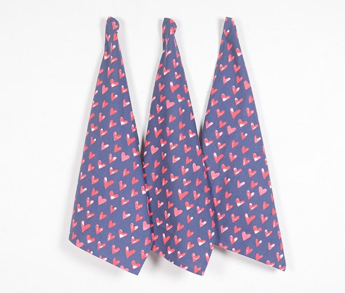 Heart Printed Kitchen Towels (set of 3)