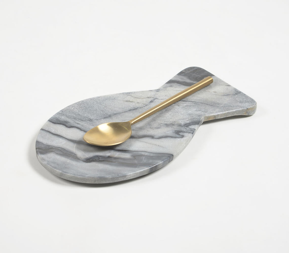 Fish-Shaped Grey Marble Spoon Rest