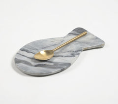 Fish-Shaped Grey Marble Spoon Rest