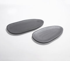 Noir Tinted Acacia Wood Oval Serving Boards (Set of 2)