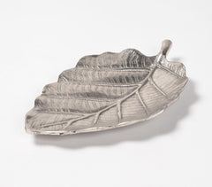 Handmade Aluminium Decorative Leaf Trays (Set of 2)