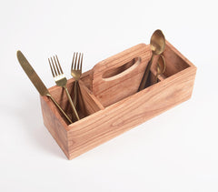 Hand Cut Teak Wood Caddy